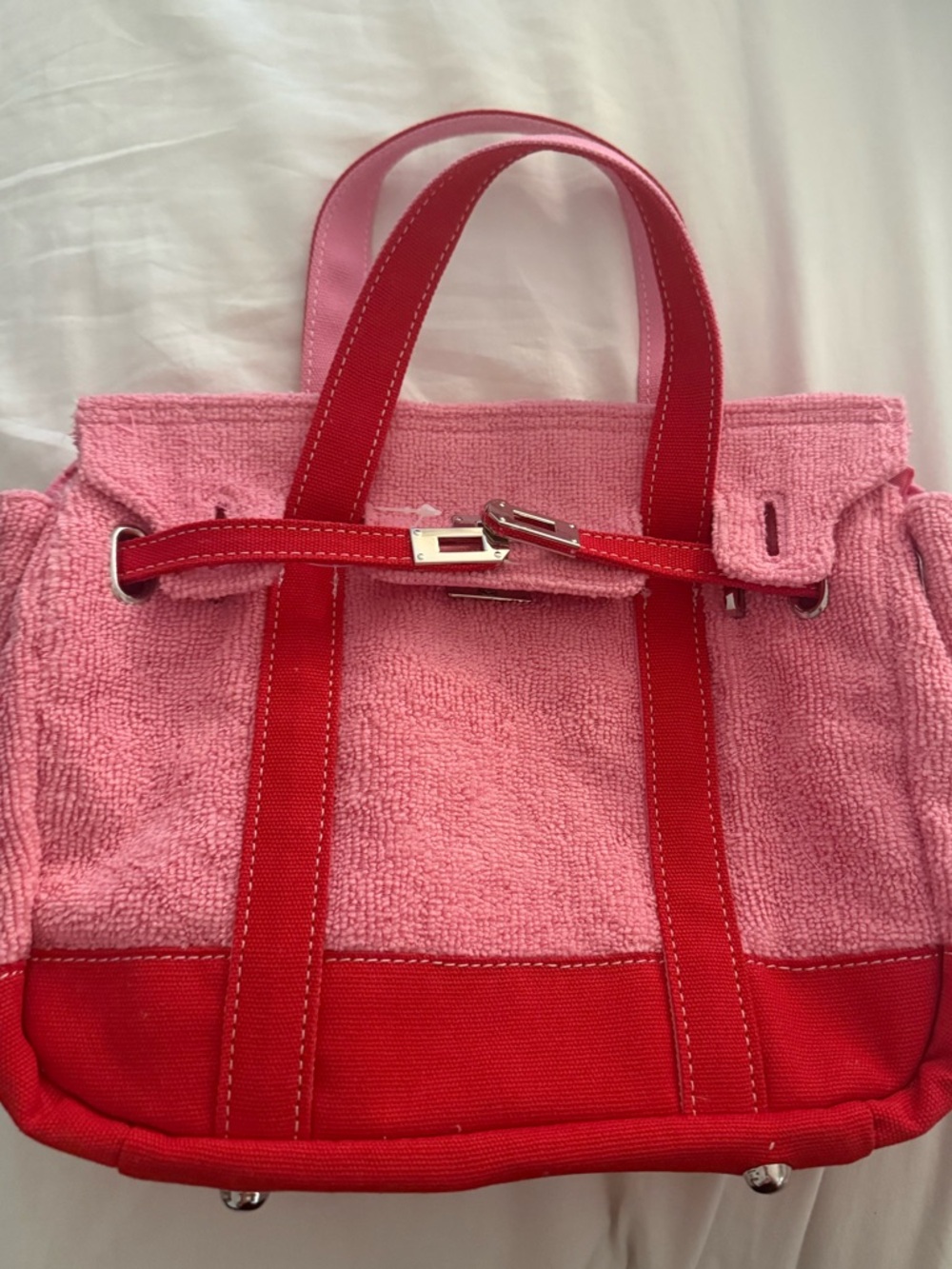 Boatkin- viral bag- pink terry cloth